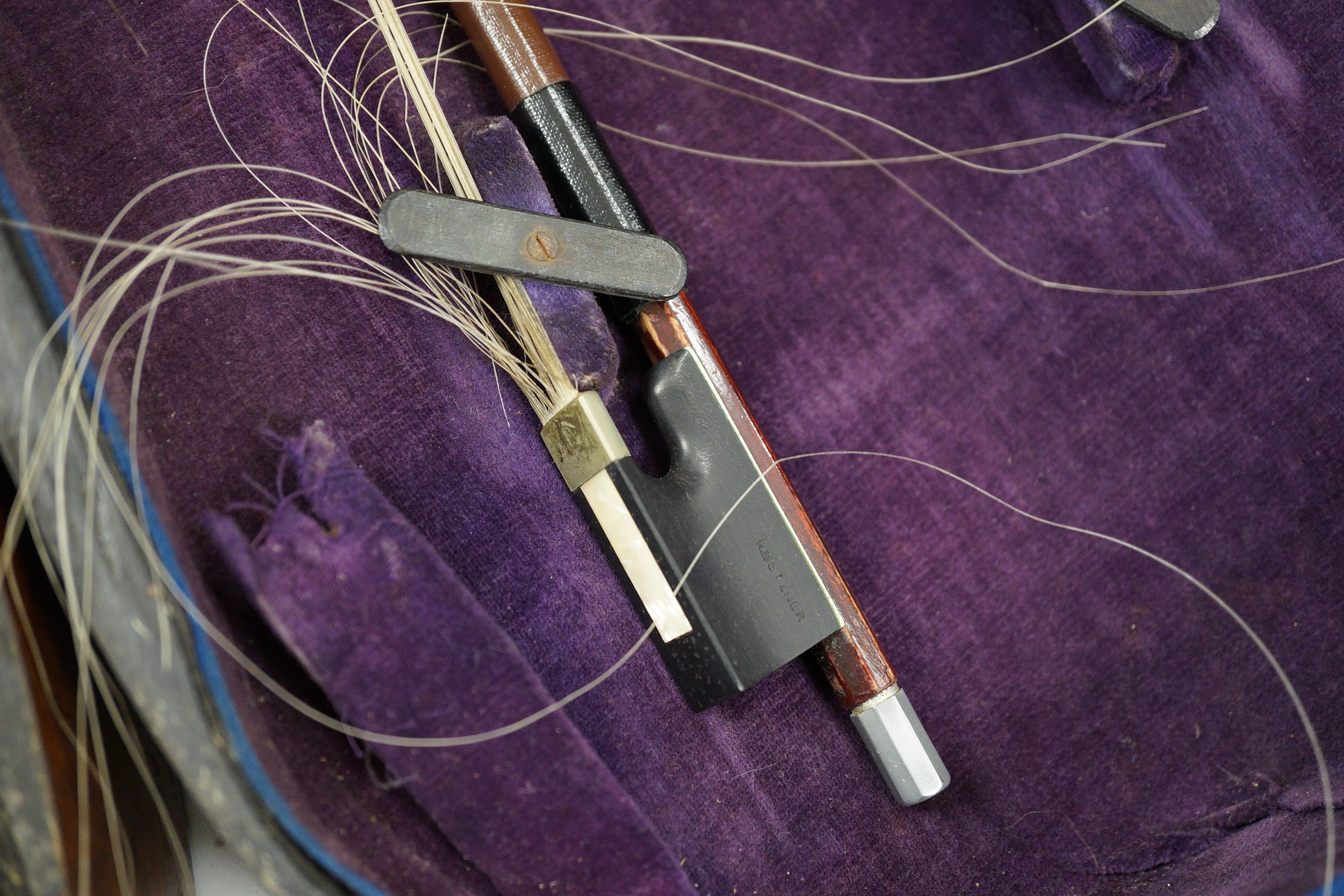 A violin with interior label reading ‘Copy of Richard Duke Fecit Dresdae: Anno 1889’ together with rosewood case. Back measures 36cm